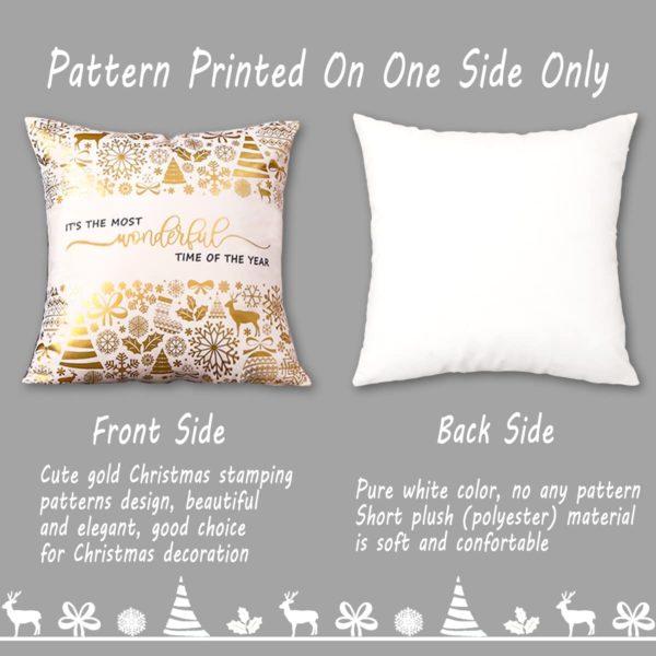 White and Gold Christmas Pillow Covers - Image 3