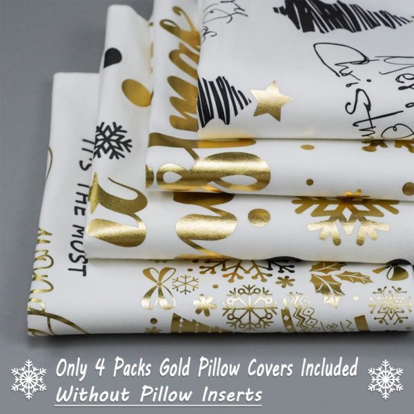 White and Gold Christmas Pillow Covers - Image 4