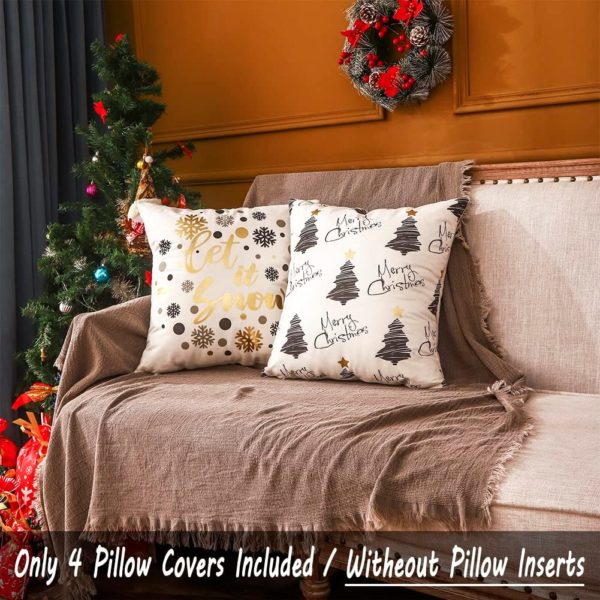 White and Gold Christmas Pillow Covers - Image 5