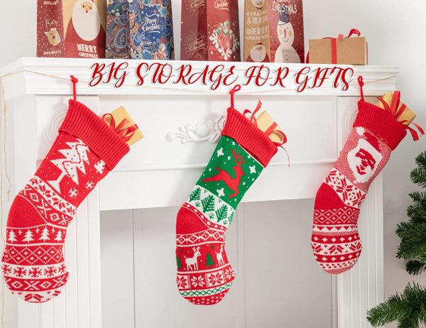 Knit Christmas Stockings Large Rustic Yarn - Image 2